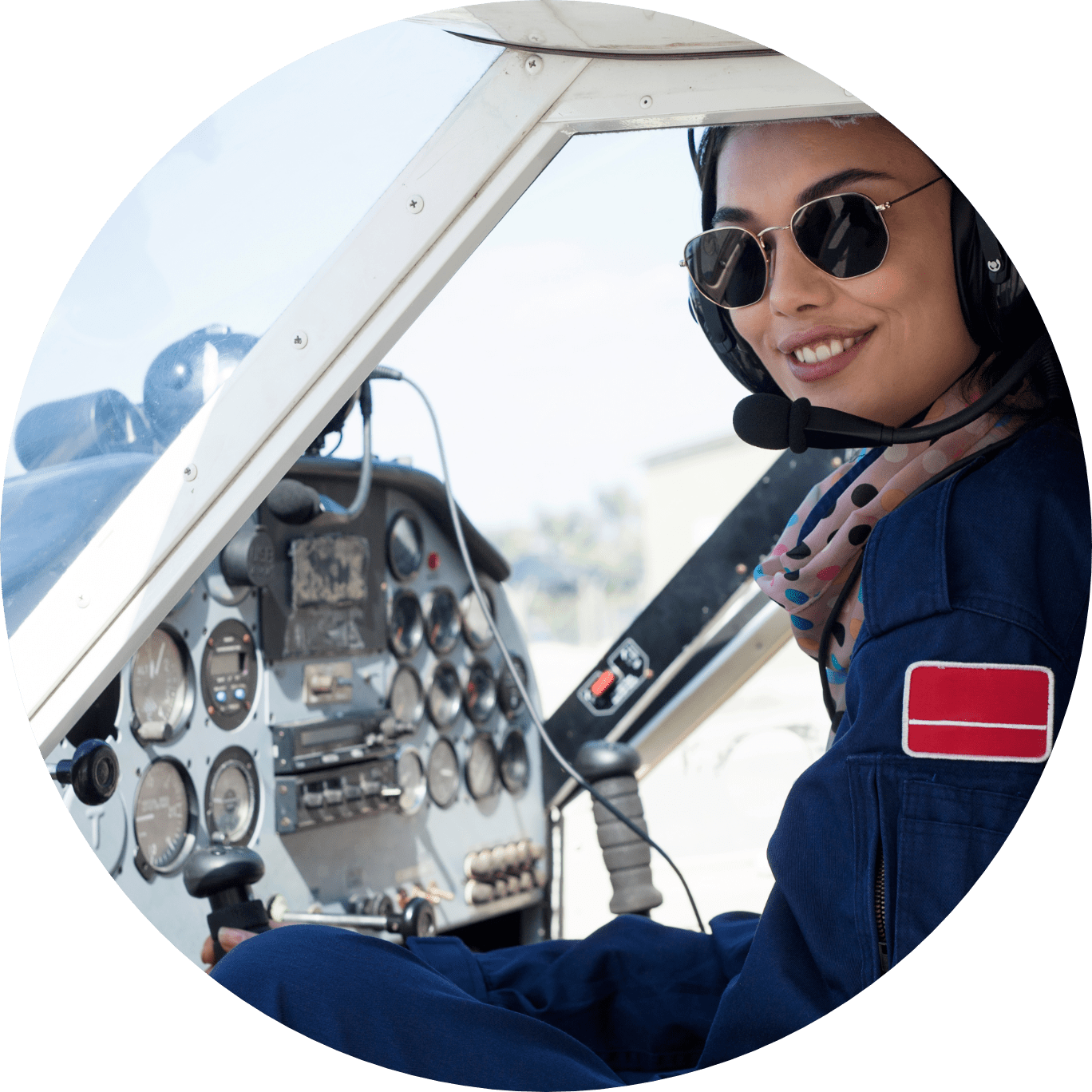 Pilot in cockpit